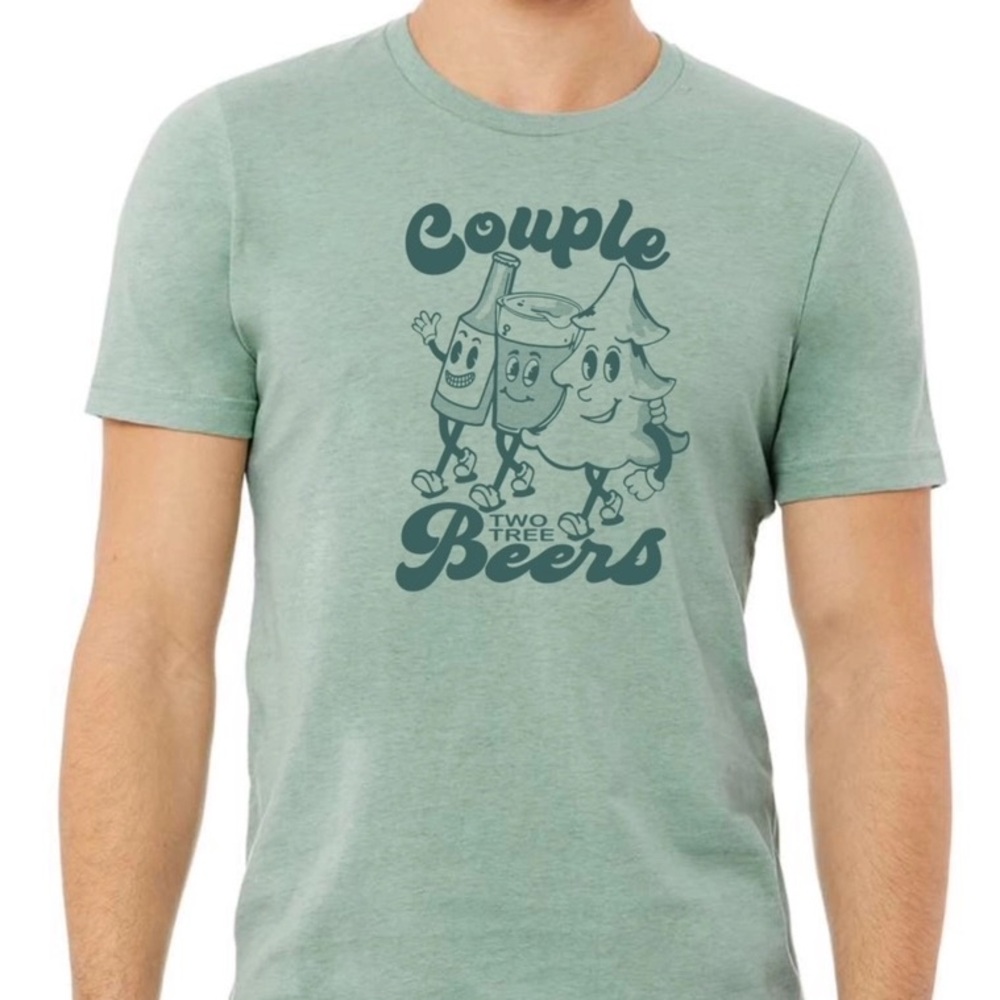 Couple Two Tree Beers Short-Sleeve T-shirt Vintage Green - Picture 5 of 6